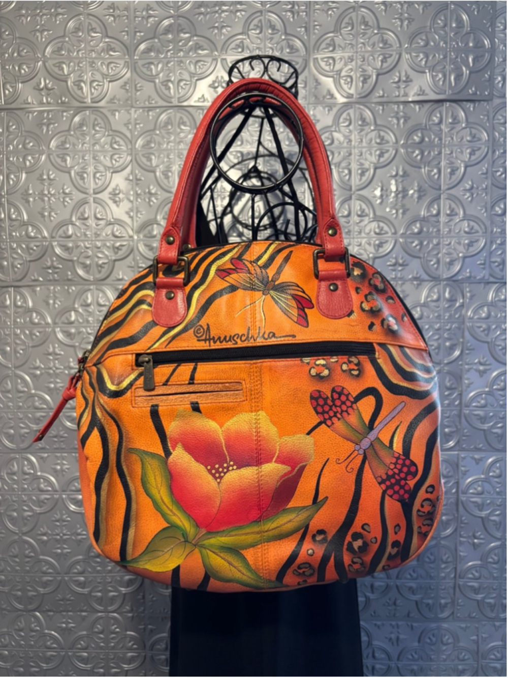 Anushka large handbag NWT one of a kind hand painted double handle crossbody